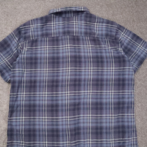 Columbia Regular Fit Plaid Large Blue Short Sleeve Full Button Collared Shirt - Picture 9 of 9